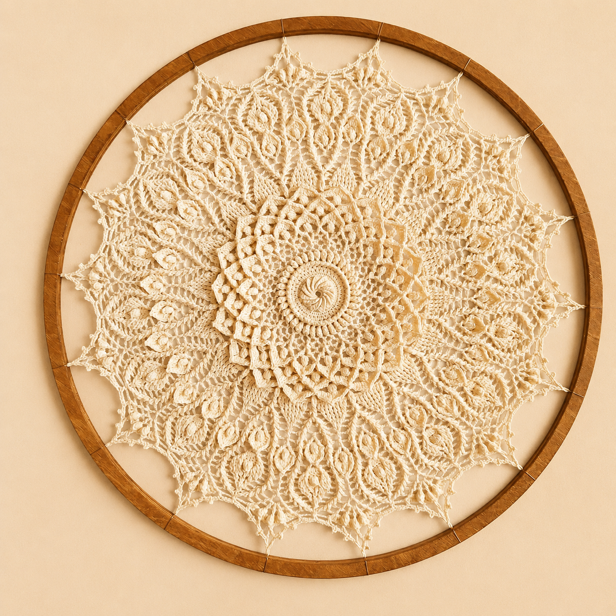 دیوارکوب ماندالا قلاب‌بافی مدل “گابریل” (نخ مکرومه)