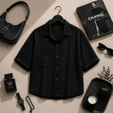 شومیز باکسی حصیری زنانه/مردانه از جنس حسیری شیشه ای کد 80352 (بدن نما)