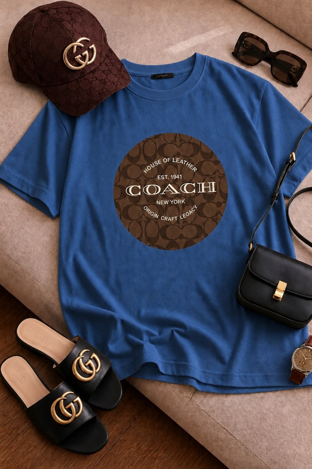 تیشرت باکسی زنانه چاپی طرح coach جتس نخ پنبه خنک تابستانی