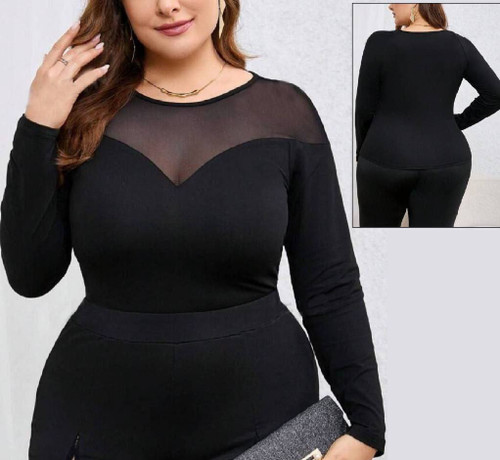 بلوز استین بلند زنانه پلاس سایز از جنس نخ پنبه ویسکوز کد 66889