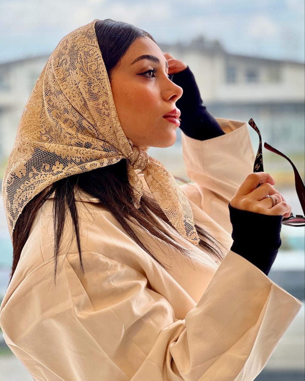 مینی اسکارف زنانه طرح گیپور