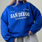 دورس نیمزیپ اسپرت با چاپ San Diego و جنس دورس داخل کرکی با یقه زیپدار